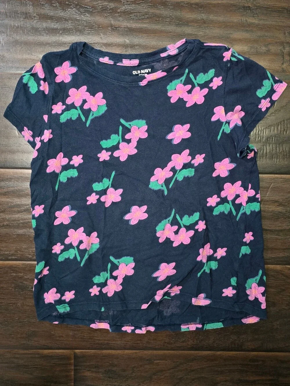 Old Navy Girls Blue Floral Print Softest Tee Short Sleeve XL